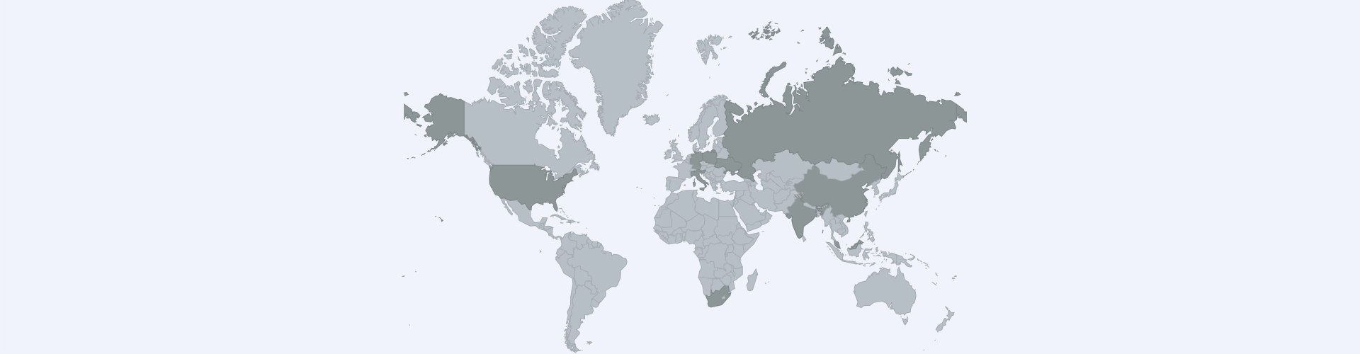 Übersichtskarte der Welt in grauen Farben.